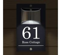 Custom Signs Solar Modern House Number Sign, Floating Address Plaque, LED Illuminated Door Number, Waterproof Outdoor House Numbers, Acrylic Stainless Steel Wall Mounted Address Sign (Style 2)