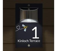 Custom Signs Solar Modern House Number Sign, Floating Address Plaque, LED Illuminated Door Number, Waterproof Outdoor House Numbers, Acrylic Stainless Steel Wall Mounted Address Sign (Style 1)
