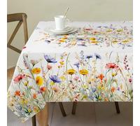cusugbaso Nappe de Printemps rectangulaire en Polyester résistante à l'eau et Infroissable pour 6 à 8 Places - Motif Floral Fleuri pour Maison, fête et extérieur - 152,4 x 213,4 cm