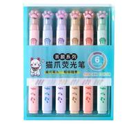 Cute Cat Paw Highlighter Pen, Pastel Color Marker Set, Quick Dry Ink Writing Tool, Smooth Glide Note Taking Marker, Portable Study Stationery Kit, School Office Supply Pack for Students