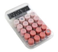 Cute Clear Mechanical Desktop Calculator with Large Buttons Big Screen Display 10 Digit Functionality for Students Office Plastic 95x150mm (Pink)