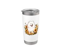 Cute Funny Sunflowers Floral Womens Girls Samoyed Dog Lover Gobelet isotherme en acier inoxydable double paroi