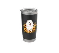 Cute Funny Sunflowers Floral Womens Girls Samoyed Dog Lover Gobelet isotherme en acier inoxydable double paroi