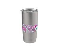 Cute Sea Turtle Pink Green Hibiscus Flowers Hawaiian Mandala Gobelet isotherme en acier inoxydable double paroi