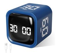 Cuteefun Cube Timer, Pomodoro Timer à Rotation, 5/10/30/60 Minutes et Compte à Rebours Personnalisés, Mode Vibreur et Sonnerie, Minuteur Sonore Réglable pour Cuisine, Étude, Réunion, Bleu