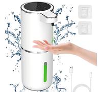 Cuteefun Distributeur de Savon Automatique, Distributeur Savon Liquide | Affichage Power, 4 Niveaux de Distribution, Capteur Sans Contact, Distributeur Savon Mural pour Salle de Bain et Cuisine