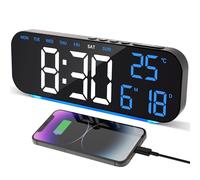 Cuteefun Reveil Numerique, Horloge avec Écran LED 10", Chiffres Bleus | Double Alarme, Snooze, Veilleuse RGB 5 Modes, Luminosité 5 Niveaux, Temp & Date, Réveil Électrique pour Chambre, Salon