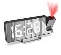 Cuteefun Reveil Projecteur Plafond, Réveil Projection avec Écran LED Blanc | Projecteur Rotatif à 180°, Température, Snooze, 12/24H, Luminosité Réglable, Horloge Projection Numérique pour Chambre, Salon