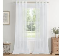 CUTEWIND Lot de 2 Rideaux Voilage Blanc Rideaux Transparent Grande Hauteur 140x260 CM, Rideau Salon Moderne Voilages Intérieurs à Oeillets pour Chambre Salle a Manger Baie Vitrée