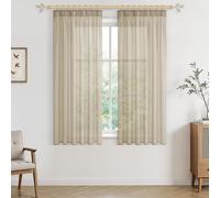 CUTEWIND Rideau Fenetre Cuisine Transparent Beige 140x145cm (LxH) 2 Pièces, Petit Rideau Moderne pour Chambre d’Enfant, Salon ou Cuisine, Léger et Lumineux, Style Intérieur Élégant