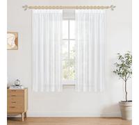 CUTEWIND Rideau Fenetre Cuisine Transparent Blanc 140x145cm (LxH) 2 Pièces, Petit Rideau Moderne pour Chambre d’Enfant, Salon ou Cuisine, Léger et Lumineux, Style Intérieur Élégant