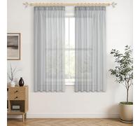 CUTEWIND Rideau Fenetre Cuisine Transparent Gris 140x145cm (LxH) 2 Pièces, Petit Rideau Moderne pour Chambre d’Enfant, Salon ou Cuisine, Léger et Lumineux, Style Intérieur Élégant