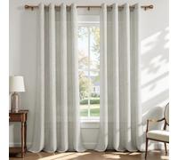 CUTEWIND Rideau Voilage Effet Lin Tamisant à Œillets, Rideaux Bohème Semi-Transparents pour Fenetre Baie Vitrée Chambre et Salon, Style Naturel, 2 Panneaux 140 x 260 cm, Blanc Crème
