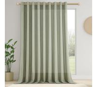 CUTEWIND Rideau Voilage Effet Lin Vert Sauge Grande Largeur 300x240 CM, 1 Pièce, Rideaux Voilage Intérieurs Translucide Rideau Voile à Oeillets Beau pour Chambre Enfant Salon Salle a Manger