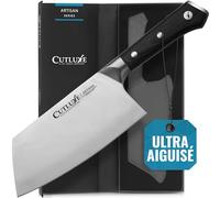Cutluxe Couperet de Boucher 18cm - Couteau à Viande, Lourd, Soie Pleine | Affûté comme un rasoir avec manche ergonomique; idéal pour découper et hacher la volaille; garantie à vie, série Artisan