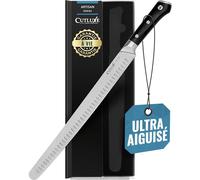 Cutluxe Couteau à Trancher 36cm - Barbecue, Jambon et Saumon Fumé | Lame longue en acier allemand affûtée, pleine soie et manche ergonomique; coupes fines de rôti et charcuterie; garantie à vie
