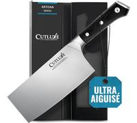 Cutluxe Feuille de Boucher - Couperet Couteau de Boucher 17.7 cm - Couteau Hachoir Professionnelle Acier Allemand à Forte Teneur en Carbone - Tang Complet - Série Artisan