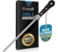 Cutluxe Fusil à Aiguiser Diamant 25.4cm - Aiguiseur pour Couteaux | Poignée ergonomique efficace; affûte tous types de lames, du chef au santoku; garantie à vie
