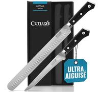Cutluxe Set 2 Couteau et Fourchette à Viande - Boucher, Acier Allemand | Manche ergonomique en coffret cadeau; idéal pour rôti, dinde, grillades et barbecue; découpe facile; garantie à vie