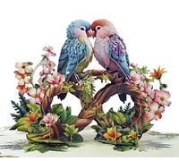 CUTPOPUP Parrot Couple, Carte d'anniversaire pop-up, Saint-Valentin, Mariage, Fiançailles, Carte de vœux 3D (Couple de perroquets) LO175FR1520