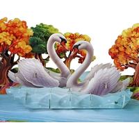 CUTPOPUP Swan Couple, Carte d'anniversaire Pop Up, Mariage, Fiançailles, Carte de vœux 3D (Swan Couple) LO173FR1520