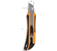 Beta Tools Cutter 1771BM - Lame sécable 18 mm, antidérapant, avec 6 lames, rechargement automatique