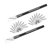 Cutter de Précision 2 Scalpel Couteau de Loisirs Ensemble de Couteaux | Artisanaux avec 20 Lames de Rechange pour Sculpture, Arts de Bricolage (Noir)