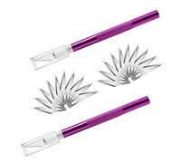 Cutter de Précision 2 Scalpel Couteau de Loisirs Ensemble de Couteaux | Artisanaux avec 20 Lames de Rechange pour Sculpture, Arts de Bricolage (Violet)