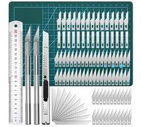 Cutter de Précision Couteau, 2 Stylos Scalpel 90 Lames Tapis de Découpe Règle en Acier pour Découpe de Travail d'art Bricolage, Spéléologie, DIY Sculpture Couteaux de Loisirs