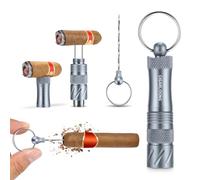 Cutter de punching-cigare 4 en 1 portable, outil intégré pour améliorer le train, porte-cigares, poker et nubber, porte-clés pratique multifonctionnel avec anneau porte-clés (argenté)
