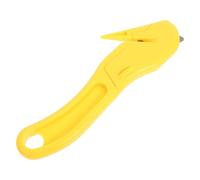 Cutter de Sécurité Rétractable Jaune pour Ouvrir Cartons et courriers | Lame Protégée pour Limiter les Blessures, Poignée Plastique, Acier, Format Poche, Bureau, Films Étirables et Activités