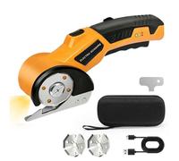Cutter Électrique Sans Fil 2000mAh - Ciseaux Électriques avec 2 Lames, LED et Verrouillage - Pour Carton, Tissu, Cuir - Jaune