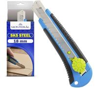 Cutter Professionnel 18mm avec Lame en Acier SK5 - Cutter Rétractable avec Système de Verrouillage Rotatif de la Lame - MONTERAL