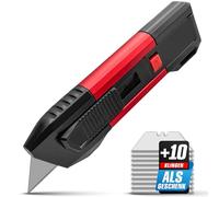 Cutter Professionnel à Lame Trapeze - Couteau Retractable, Cutter Securite pour Coupe Papier, Carton, Textile, Tapis, Plastique - Couteau Automatique avec 10 Lames Supplémentaires en SK5 GRAFF