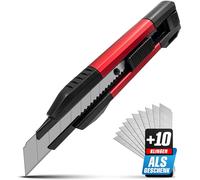 Cutter Professionnel à Lames Sécables 18 mm - Couteau Rétractable pour Coupe Papier, Carton, Textile, Tapis, Plastique - Robuste Cuter de Travail avec 10 Lames Supplémentaires en SK5 GRAFF