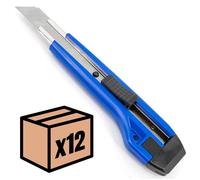 Cutter rétractable - SAFE TOOL - Lot de 12 - 100 lames de 18mm - Bleu - Pratique et sécurisé