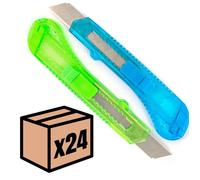 Cutter rétractable - SAFE TOOL - Lot de 24 - 100 lames incluses - 18mm - Pratique et économique