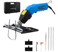 Cutter thermique pour mousse - Kit de découpe électrique - 200 W - Température réglable - 3 lames - Base de coupe rainurée - Double ventilateur de refroidissement - Bleu
