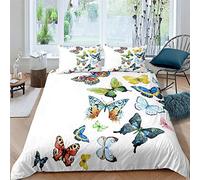 CUUGF 3D Parure De Lit, Blanc Insecte Papillon 240X280 Cm 3 Pièces Housse De Couette Microfibre Confortable Ensemble De Literie Chambre À Coucher Élégant Classique Lit Imprimé Taie