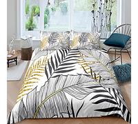 CUUGF 3D Parure De Lit, Blanc Plantes Feuilles 240X280 Cm 3 Pièces Housse De Couette Microfibre Confortable Ensemble De Literie Chambre À Coucher Élégant Classique Lit Imprimé Taie