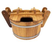Cuve de sauna Pirts en chêne avec poignées en bois et couvercle, 35 l