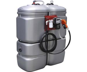 Cuve de stockage gasoil PEHD 1000L double paroi avec kit station à gasoil 230V 60 l/min et pistolet automatique/compteur/filtre DRAKKAR - 08073