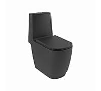 Cuvette de toilette à poser Kludi RESA S à chasse d'eau en spirale 27WCB0239 68 cm, bonde en S, noir mat