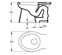 Cuvette WC sans abattant ASPIRAMBO sortie orientable 80mm - PORCHER - P233001