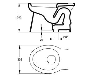 Cuvette WC sans abattant ASPIRAMBO sortie orientable 80mm - PORCHER - P233001