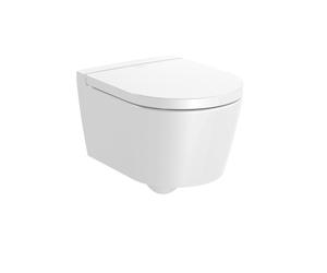 Cuvette WC suspendu compact sans bride ROCA Inspira blanc brillant avec abattant frein de chute