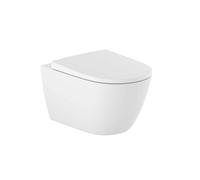 Cuvette WC suspendu sans bride ROCA Ona blanc mat avec abattant frein de chute