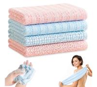 Cuxawamiyo Gant de Toilette exfoliant 4 pièces, Brosse de Dos pour Douche, Long Gant de Toilette, Rose Bleu Serviette de Dos pour Soins corporels