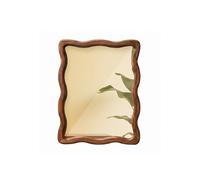 Cuyacili Miroir mural décoratif à suspendre - En forme de vague - Cadre en bois - Pour salle de bain, salon, entrée - 22,5 x 2 x 27,5 cm