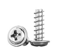 CVAADV Vis autotaraudeuses à tête cylindrique en acier inoxydable 304, avec joint de lavage, à queue plate, M1.7 M2 .3 .6 M3 .5 M4 M5(M2x12mm 100pcs)